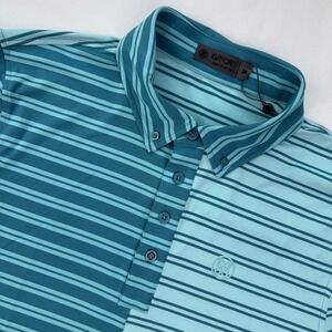 G/FORE Mens Medium Split‎ Contrast Striped Golf Polo Shirt Blue Short Sleeve
NEW